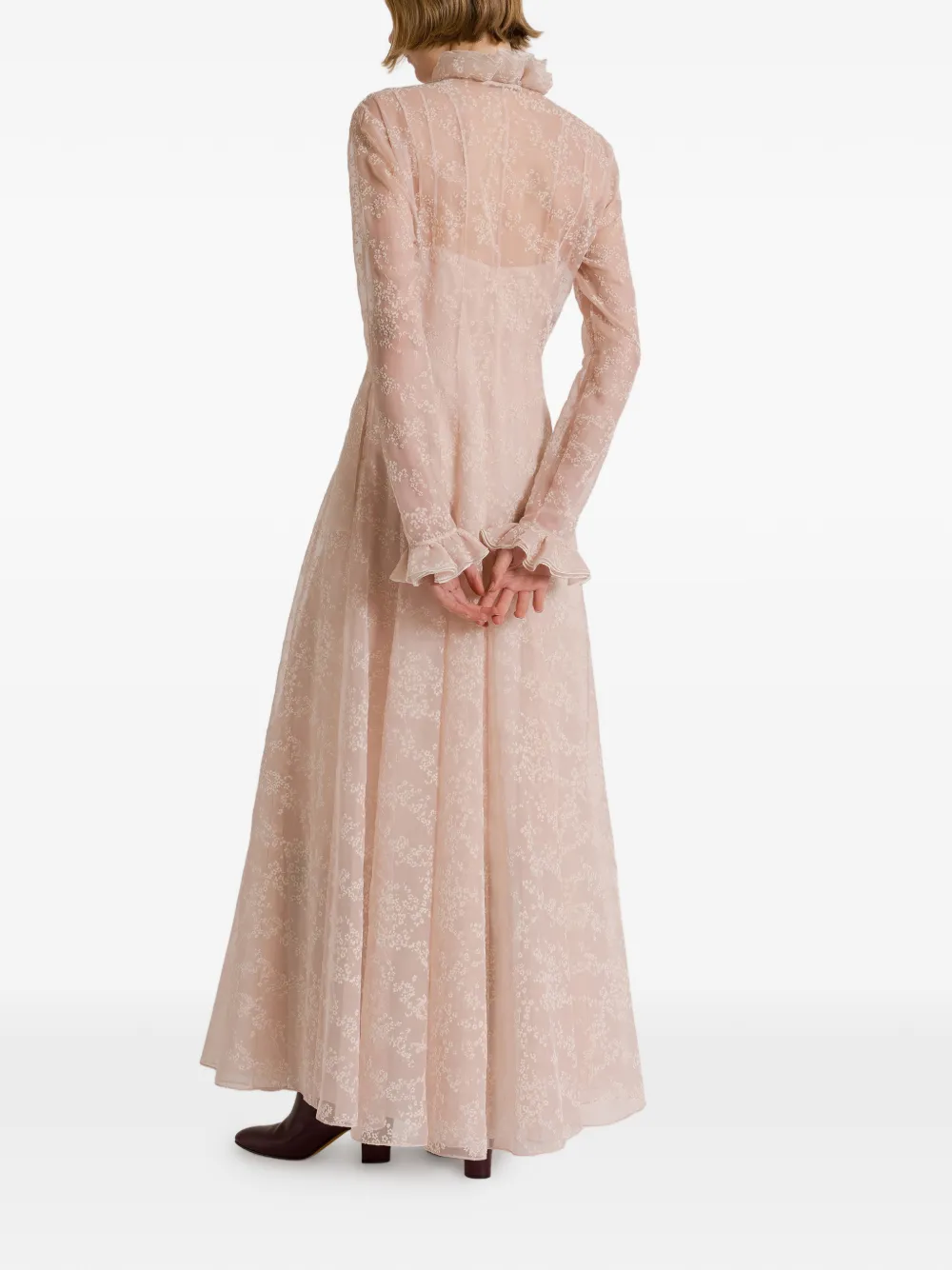 Alberta Ferretti Jurk met ruches en bloemenpatroon Roze