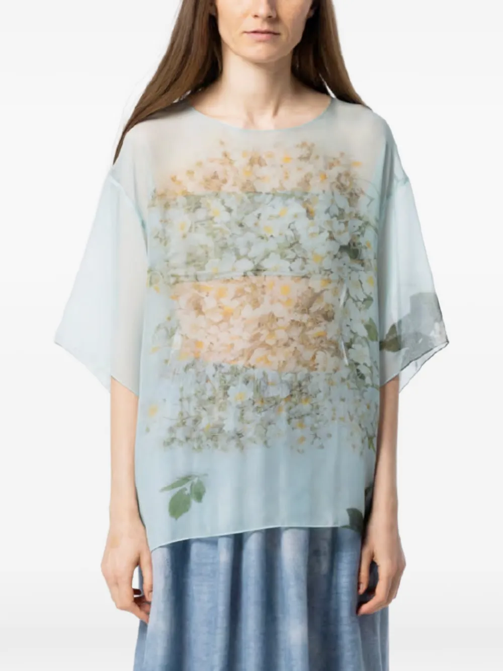 Anntian chiffon printed top - Blu