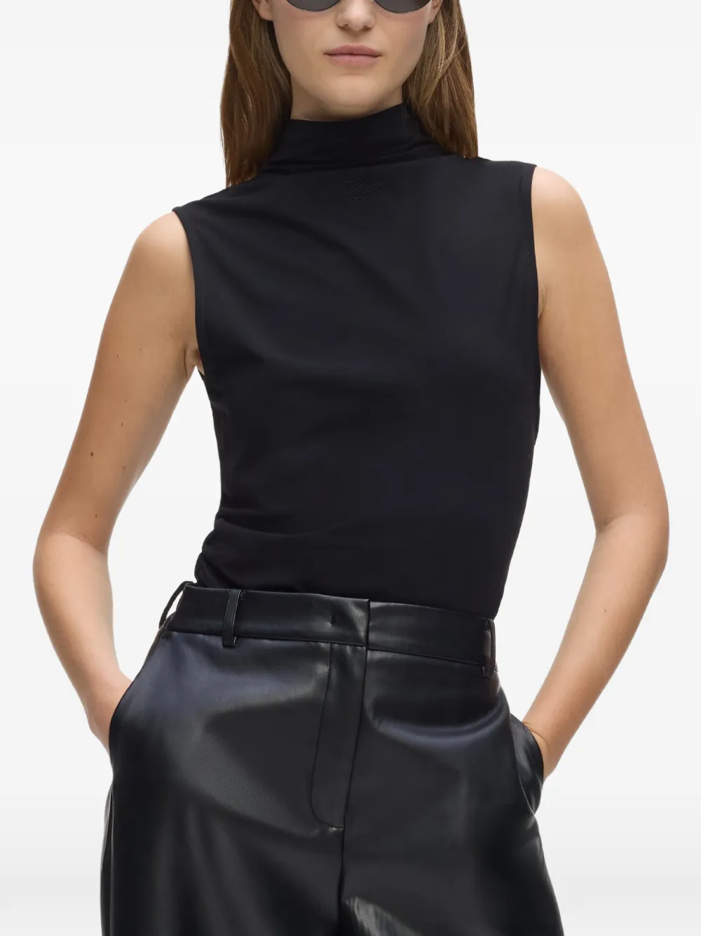 Karl Lagerfeld mock-neck ruched tank top - Nero