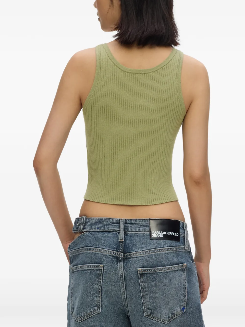 Karl Lagerfeld Jeans Geribde tanktop met logoprint Groen
