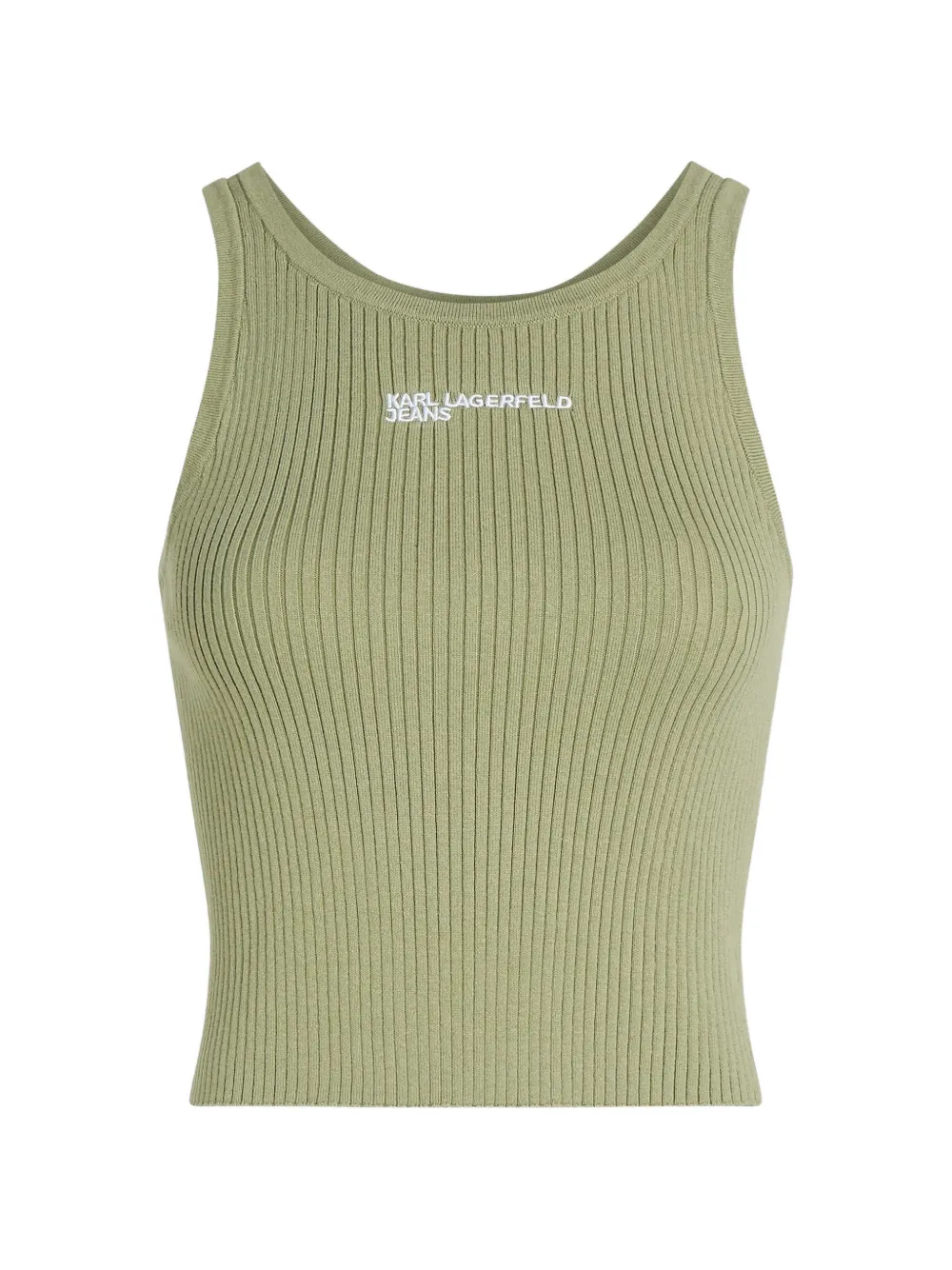Karl Lagerfeld Jeans Geribde tanktop met logoprint Groen