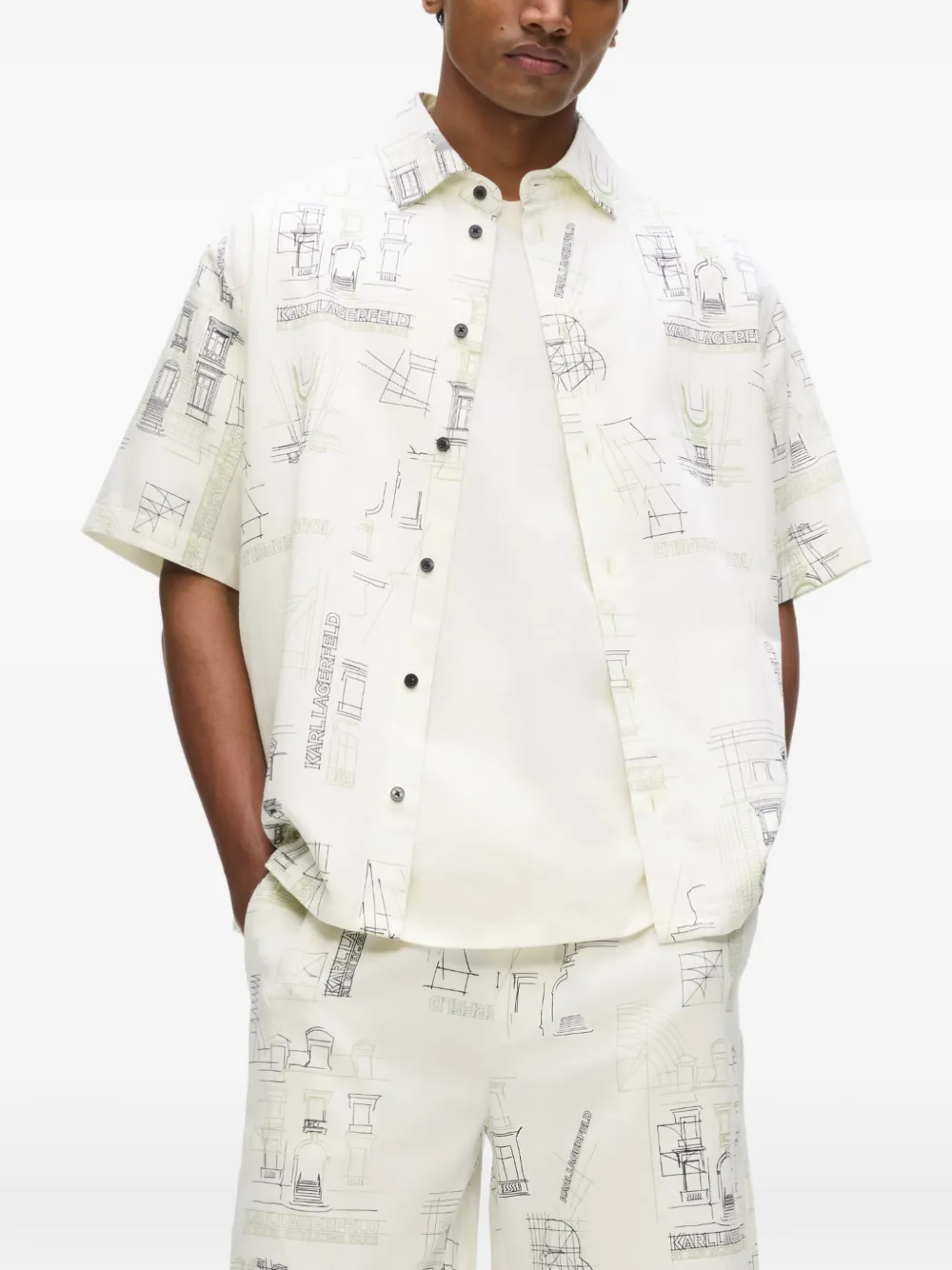 Karl Lagerfeld Rue St-Guillaume blouse met print Beige