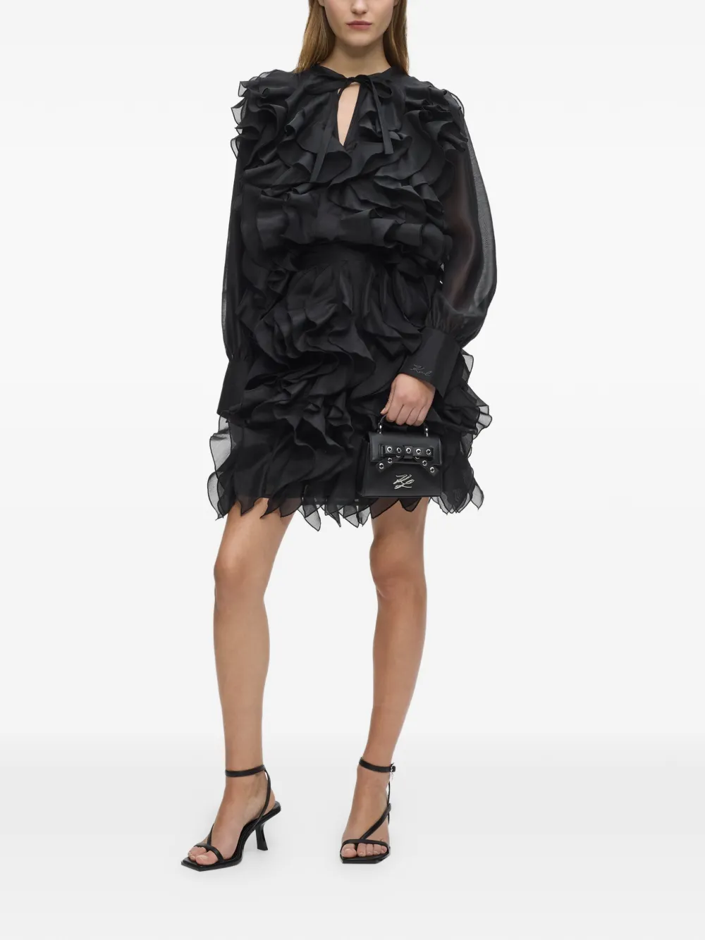 Karl Lagerfeld Mini-rok met ruches Zwart