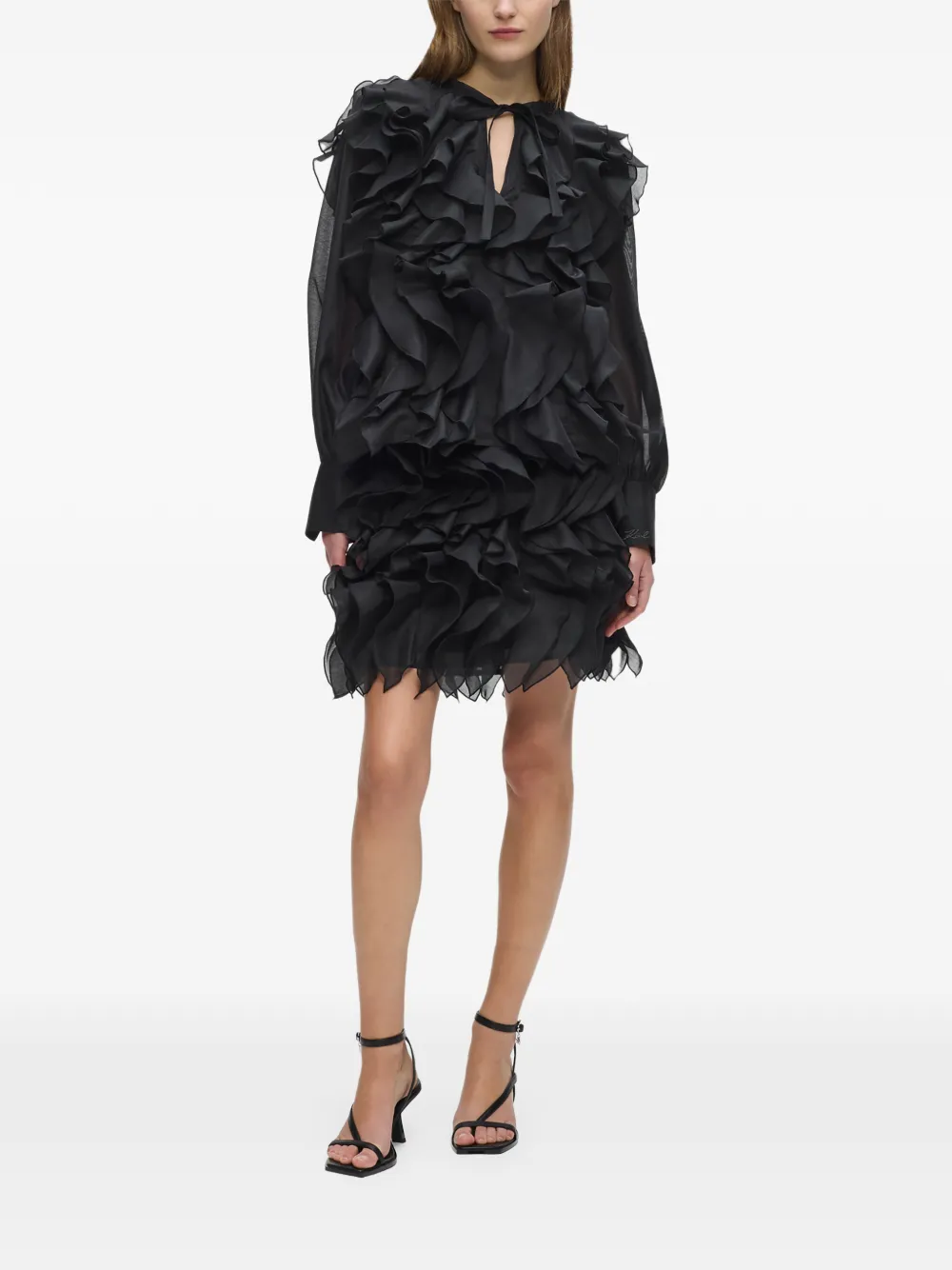 Karl Lagerfeld Mini-rok met ruches Zwart