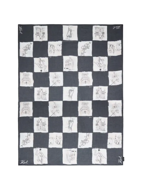 Karl Lagerfeld sketch checkerboard scarf