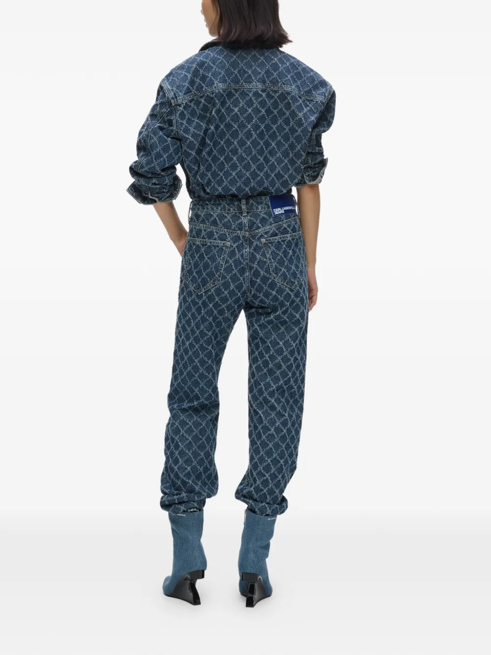 Karl Lagerfeld Jeans Straight jeans met argyle patroon Blauw