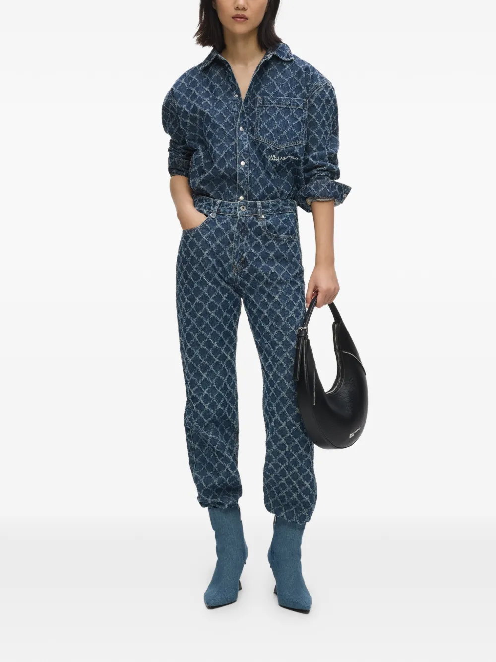 Karl Lagerfeld Jeans Straight jeans met argyle patroon Blauw