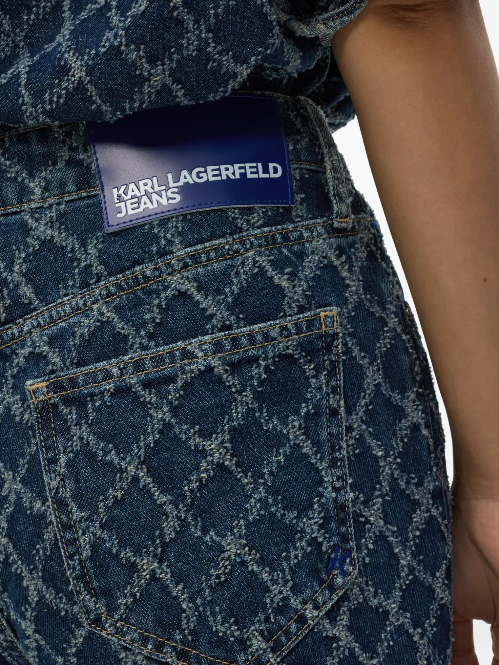 Karl Lagerfeld Jeans Straight jeans met argyle patroon Blauw
