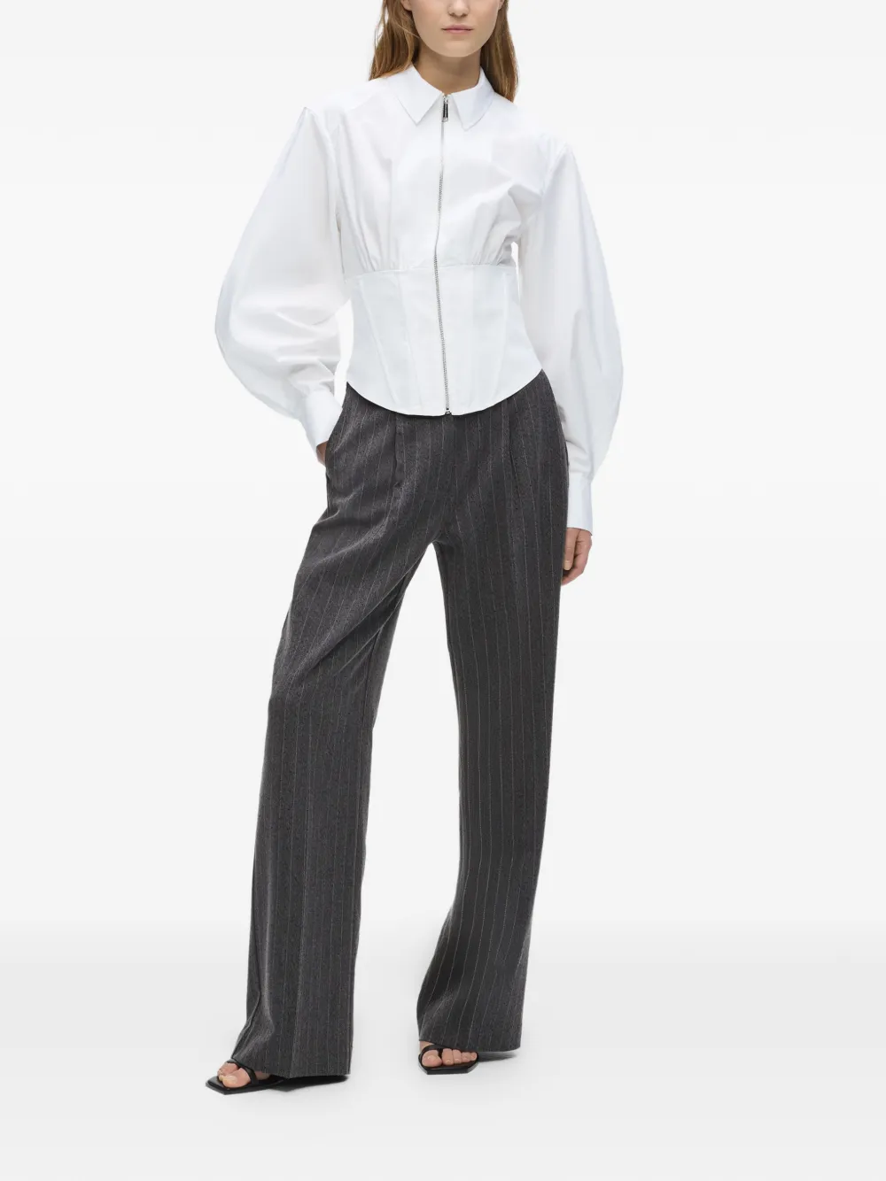 Karl Lagerfeld Popeline blouse met korset stijl Wit