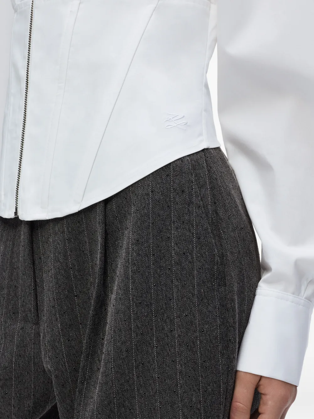 Karl Lagerfeld Popeline blouse met korset stijl Wit