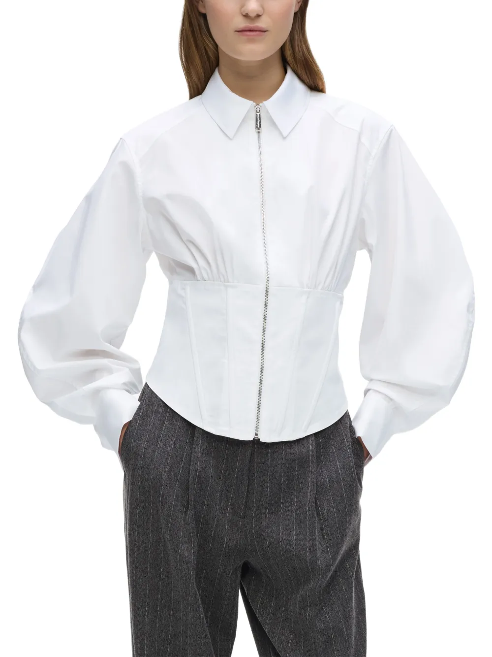 Karl Lagerfeld Popeline blouse met korset stijl Wit