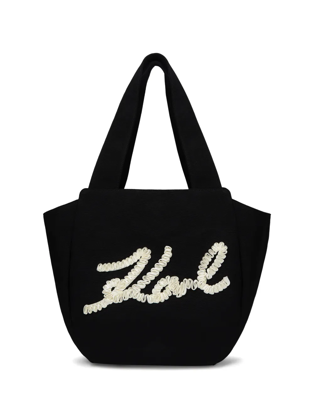 Karl Lagerfeld Signature ruffled-logo tote bag - Nero