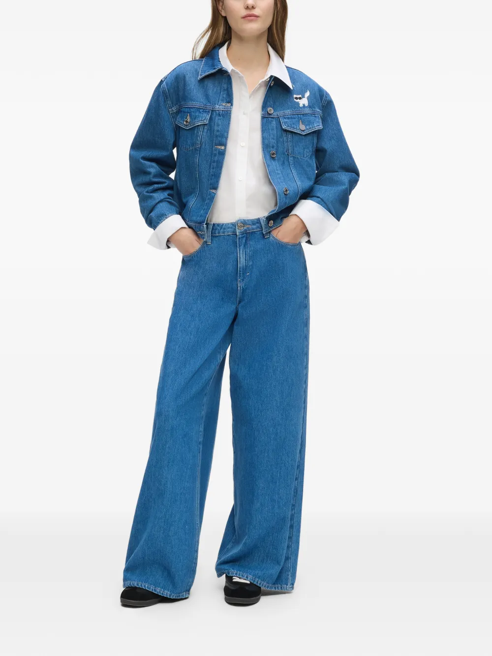  Karl Lagerfeld Vaqueros Ikon Con Logo - Azul 