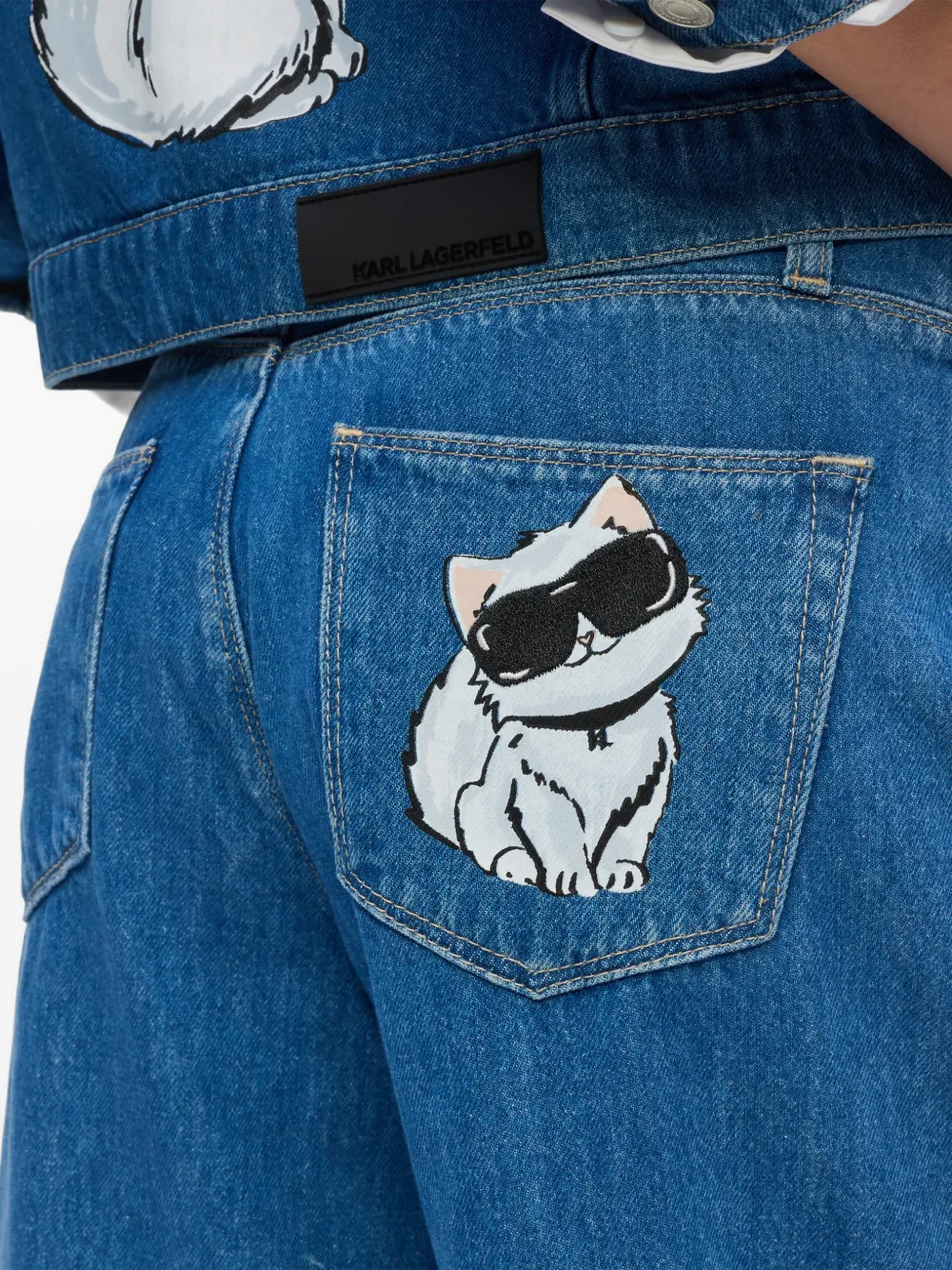 Karl Lagerfeld Ikon jeans met logopatroon Blauw