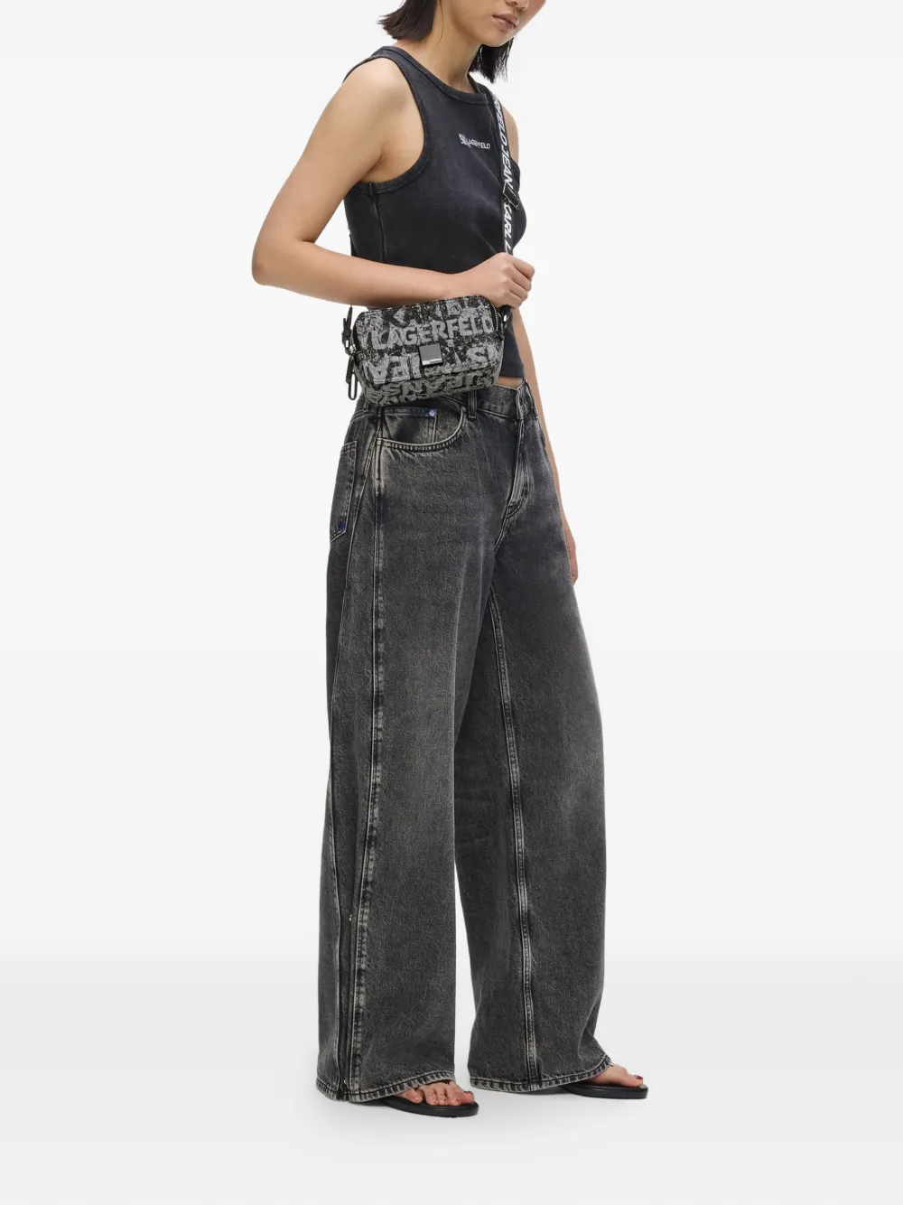 Karl Lagerfeld Jeans Denim cameratas met logo-print Grijs