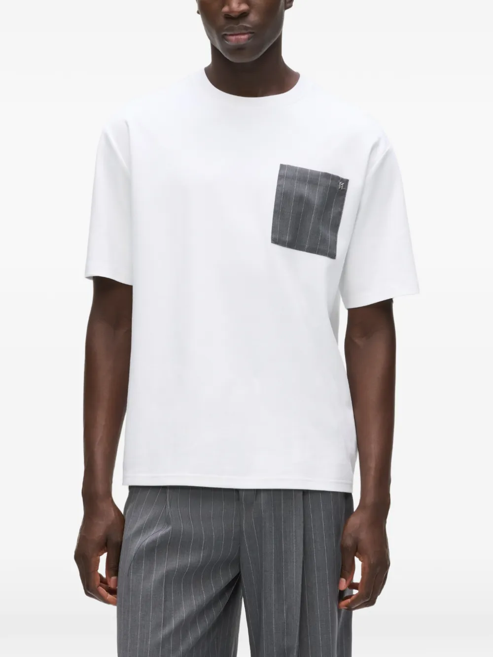 Karl Lagerfeld T-shirt met krijtstreep zak Wit