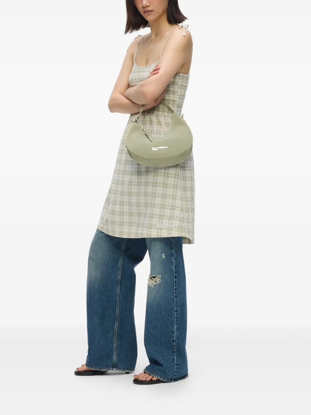 Karl Lagerfeld Jeans Suède schoudertas Groen