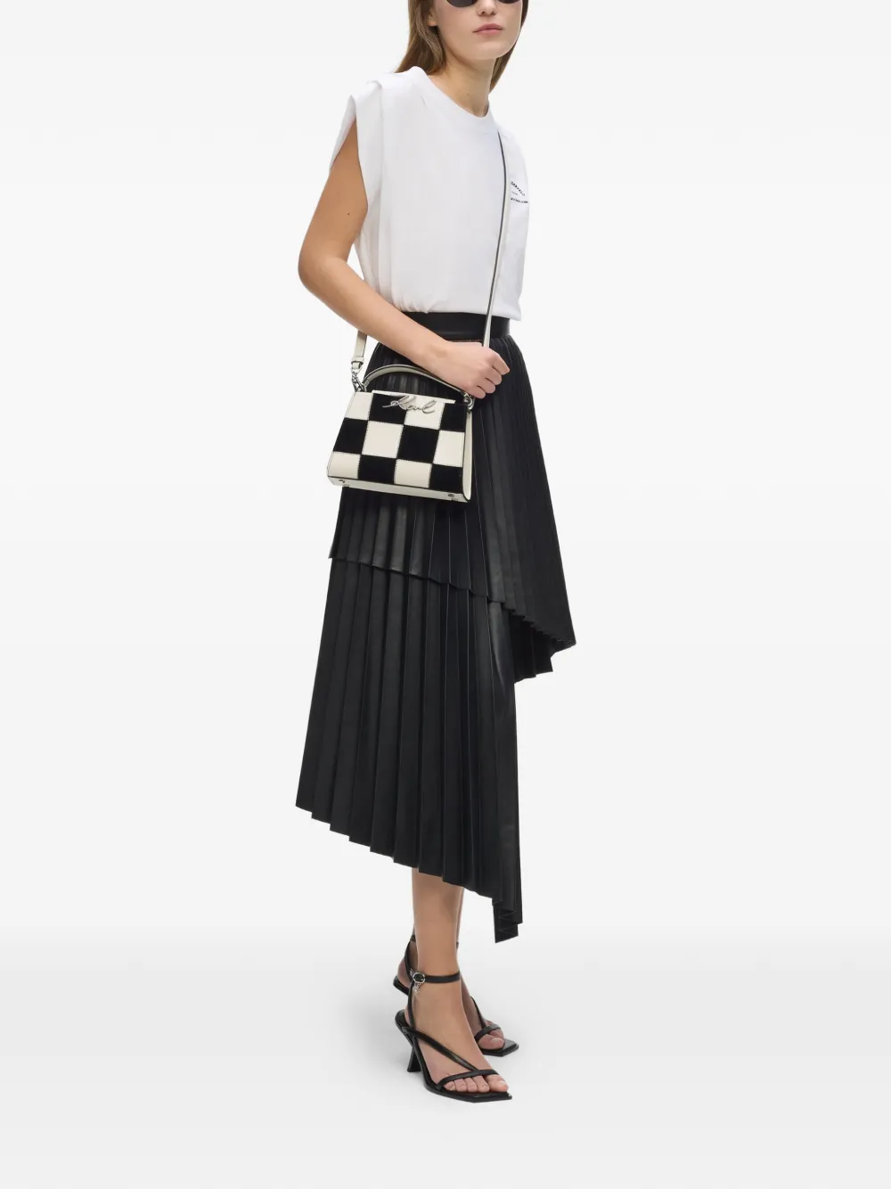 Karl Lagerfeld Signature geruite crossbodytas Zwart
