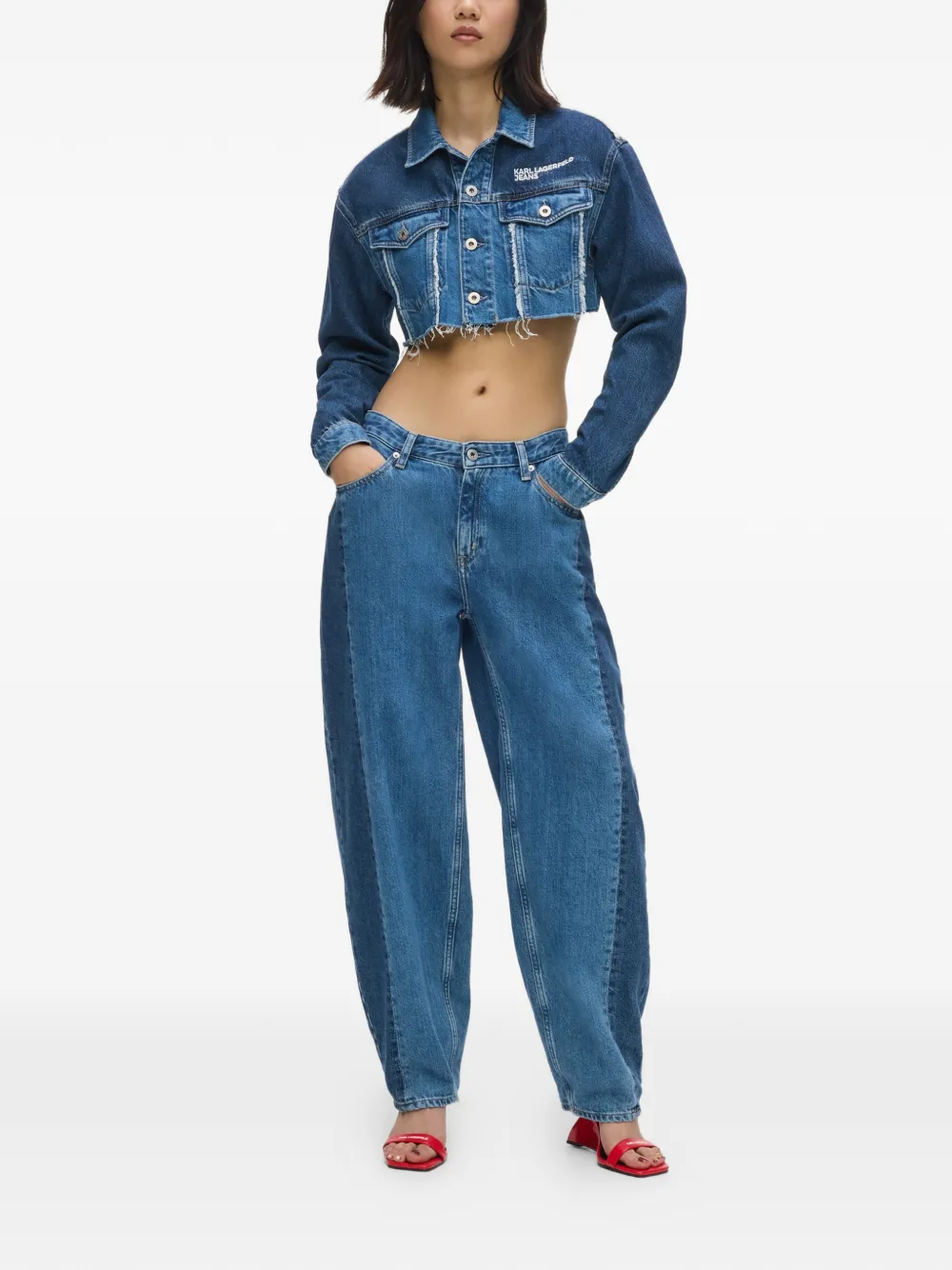Karl Lagerfeld Jeans Barrel jeans met vlakken Blauw