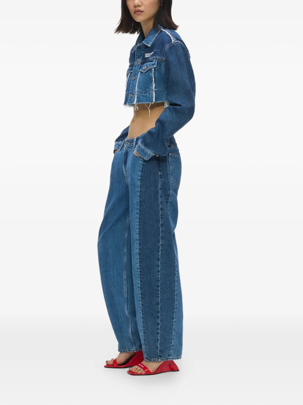 Karl Lagerfeld Jeans Barrel jeans met vlakken Blauw