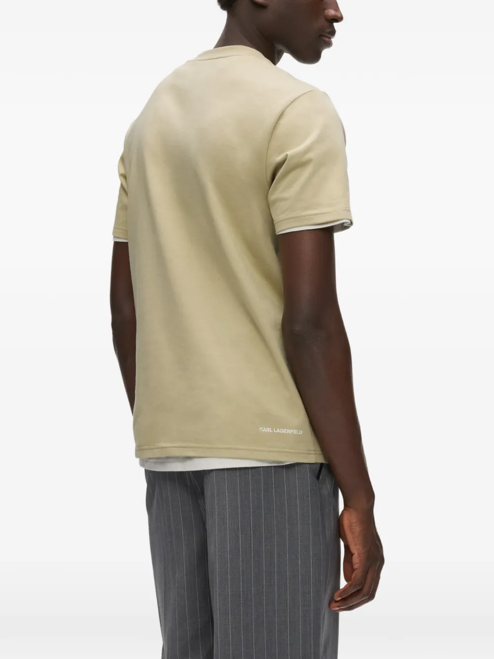 Karl Lagerfeld T-shirt met Ikon-streep zak Beige