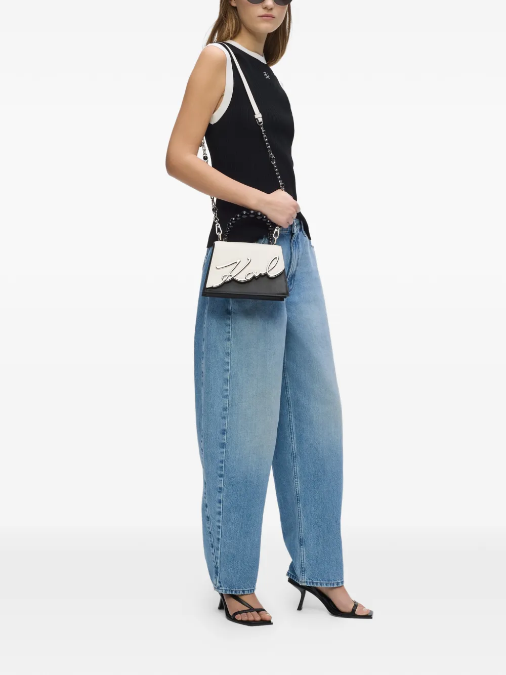 Karl Lagerfeld K Signature shopper verfraaid met parels Wit