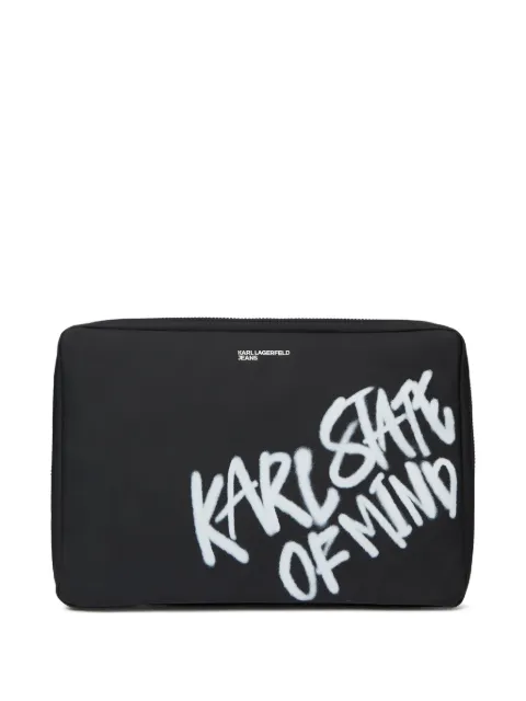 Karl Lagerfeld Jeans computer-taske med graffititryk og logoplade