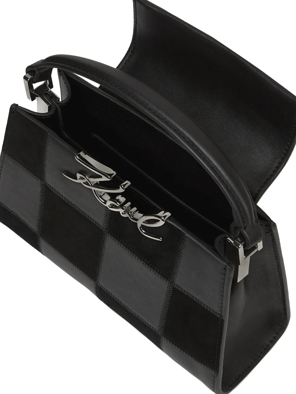 Karl Lagerfeld K Signature geruite shopper Zwart