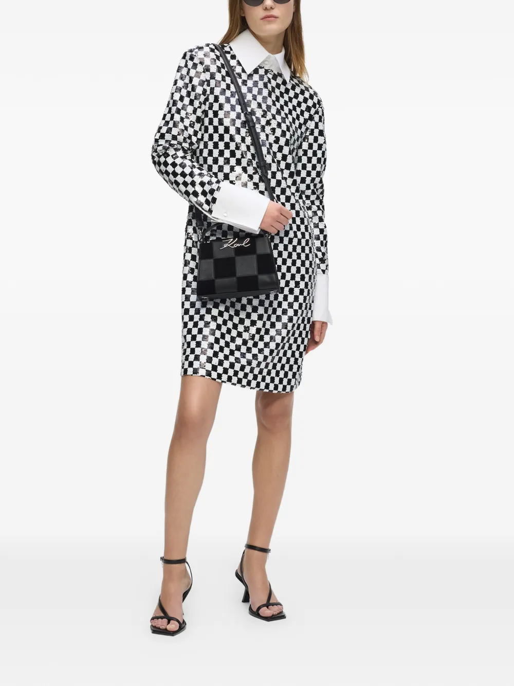 Karl Lagerfeld K Signature geruite shopper Zwart