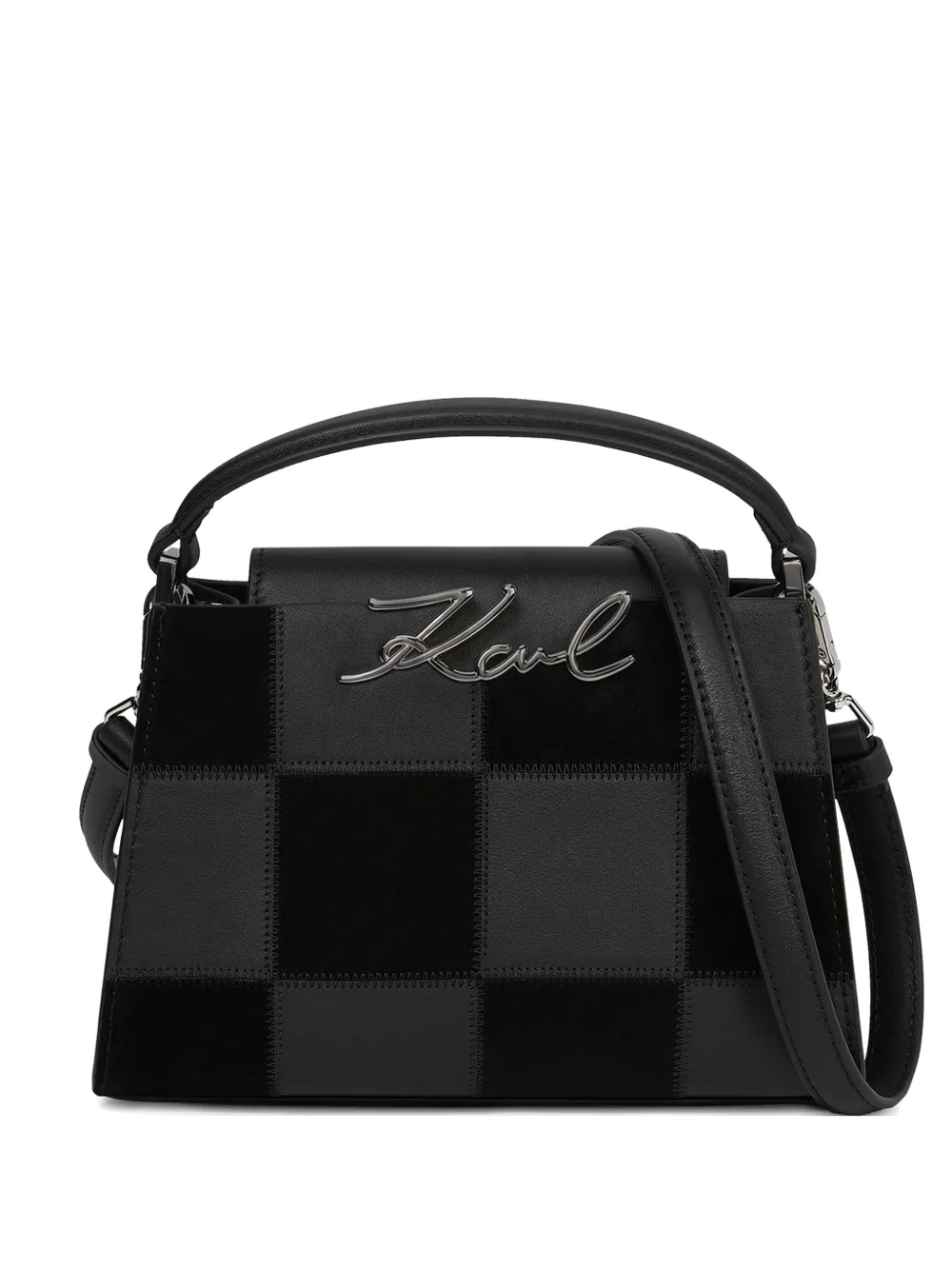 Karl Lagerfeld Signature checkerboard tote bag - Nero