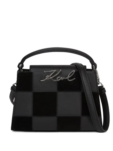 Karl Lagerfeld tote K/Signature con motivo de cuadros de ajedrez