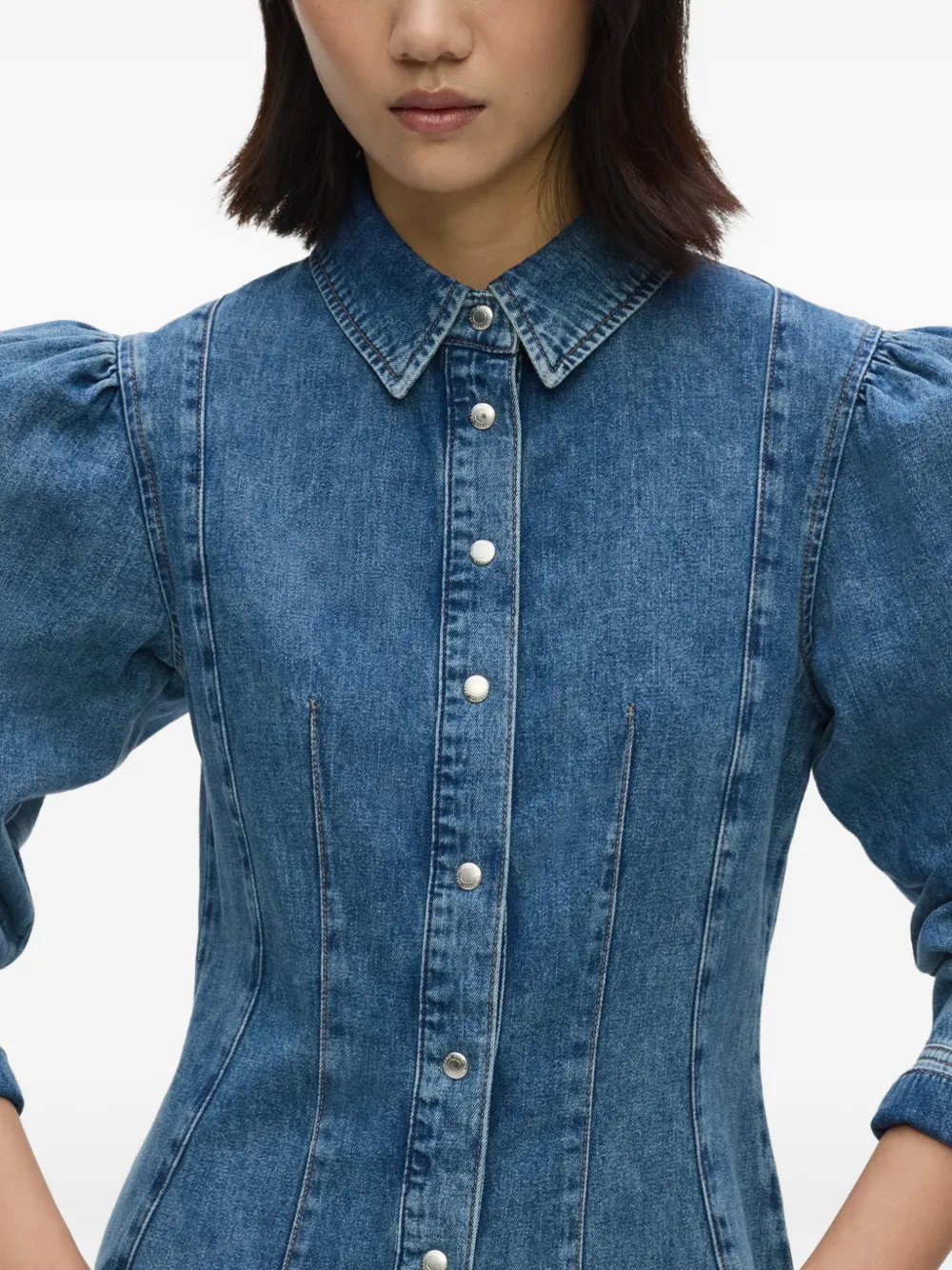 Karl Lagerfeld Jeans Mini-jurk met pofmouwen Blauw