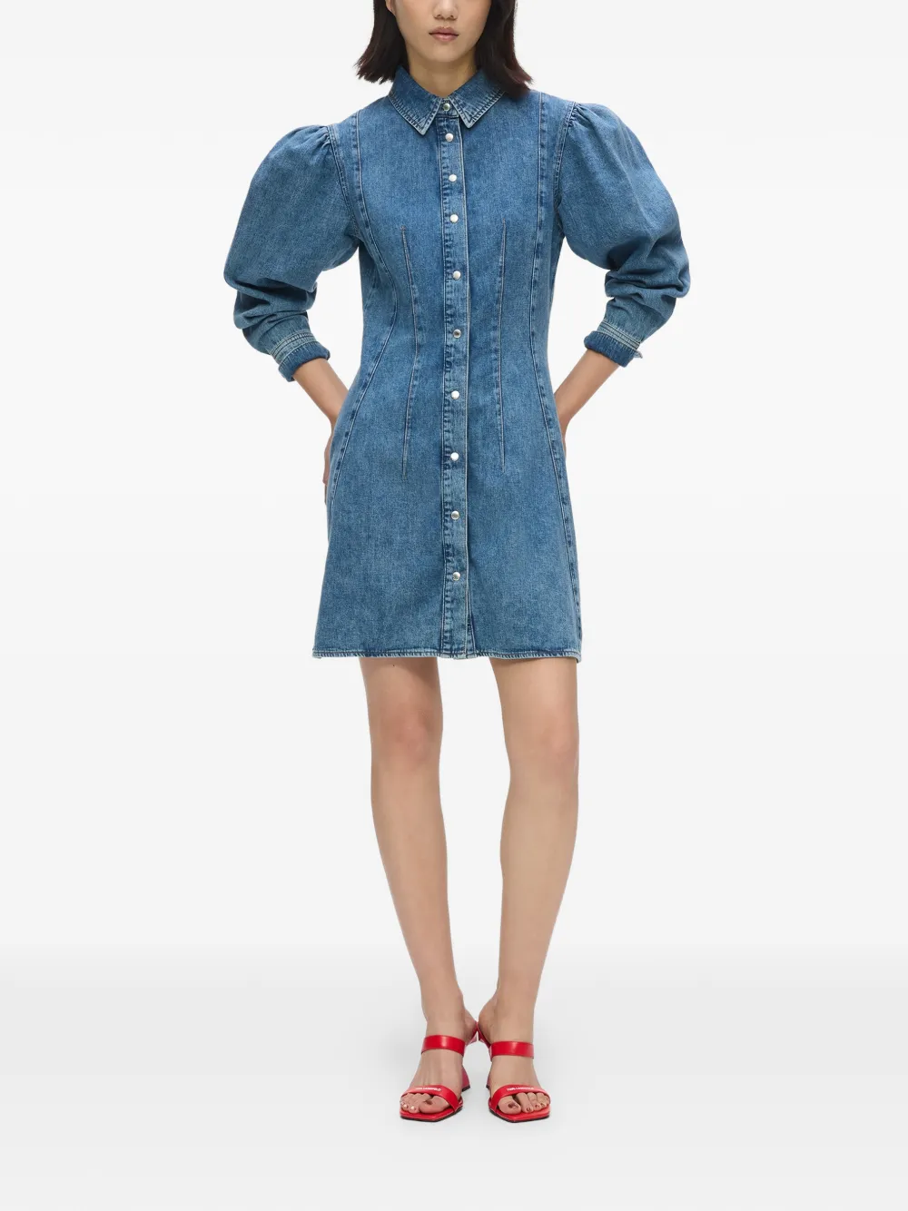 Karl Lagerfeld Jeans Mini-jurk met pofmouwen Blauw