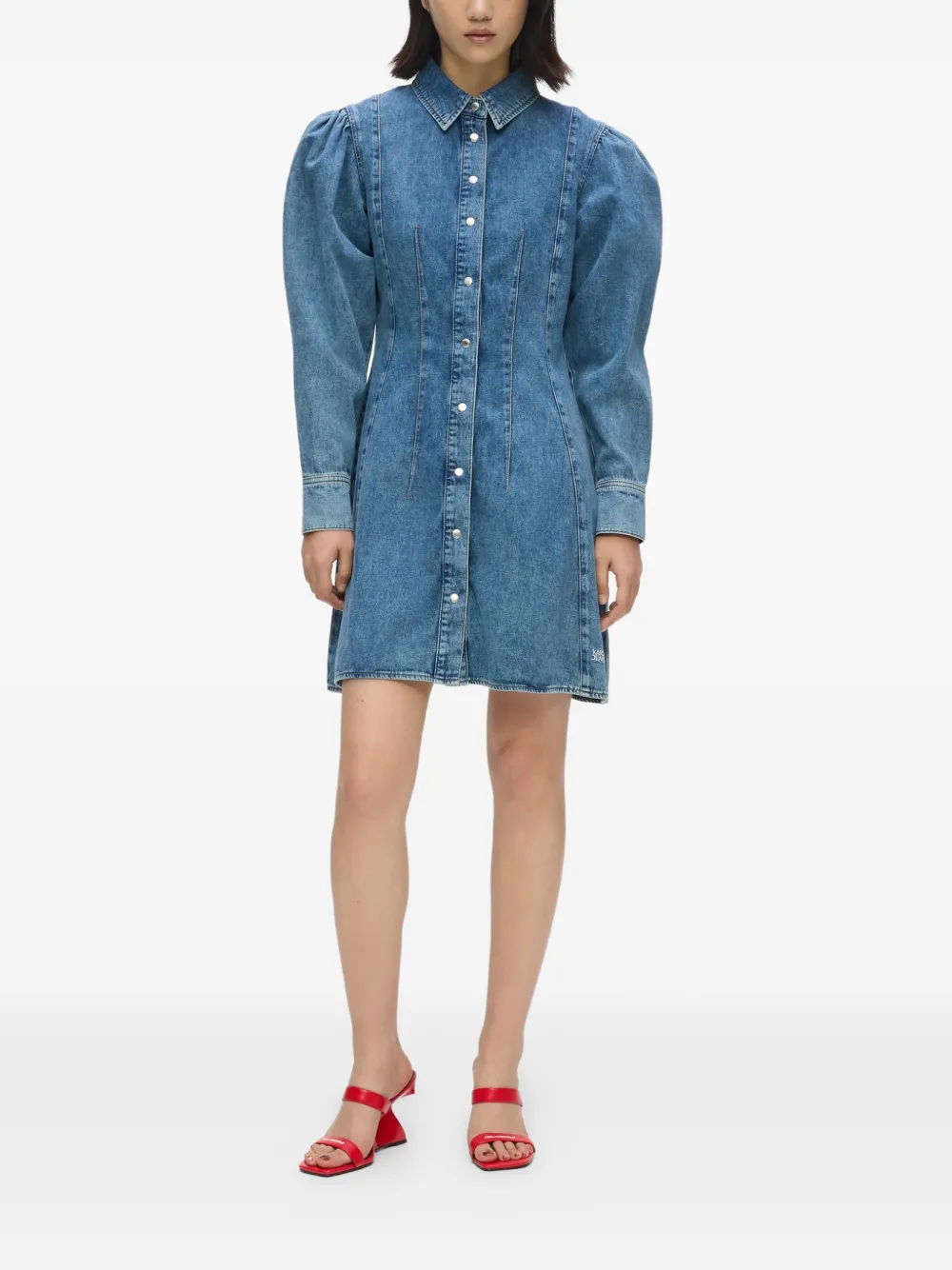 Karl Lagerfeld Jeans Mini-jurk met pofmouwen Blauw