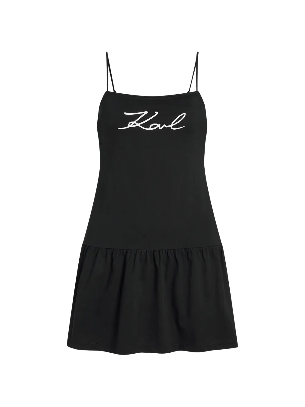 Karl Lagerfeld logo-print ruffled beach dress - Black