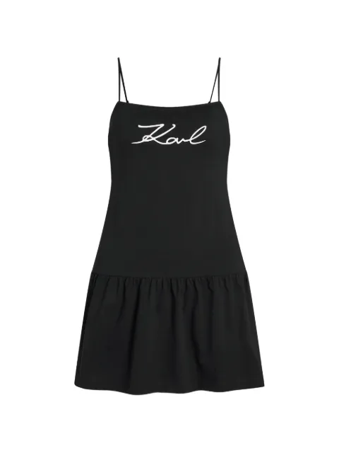 Karl Lagerfeld vestido de playa con volantes y logo estampado