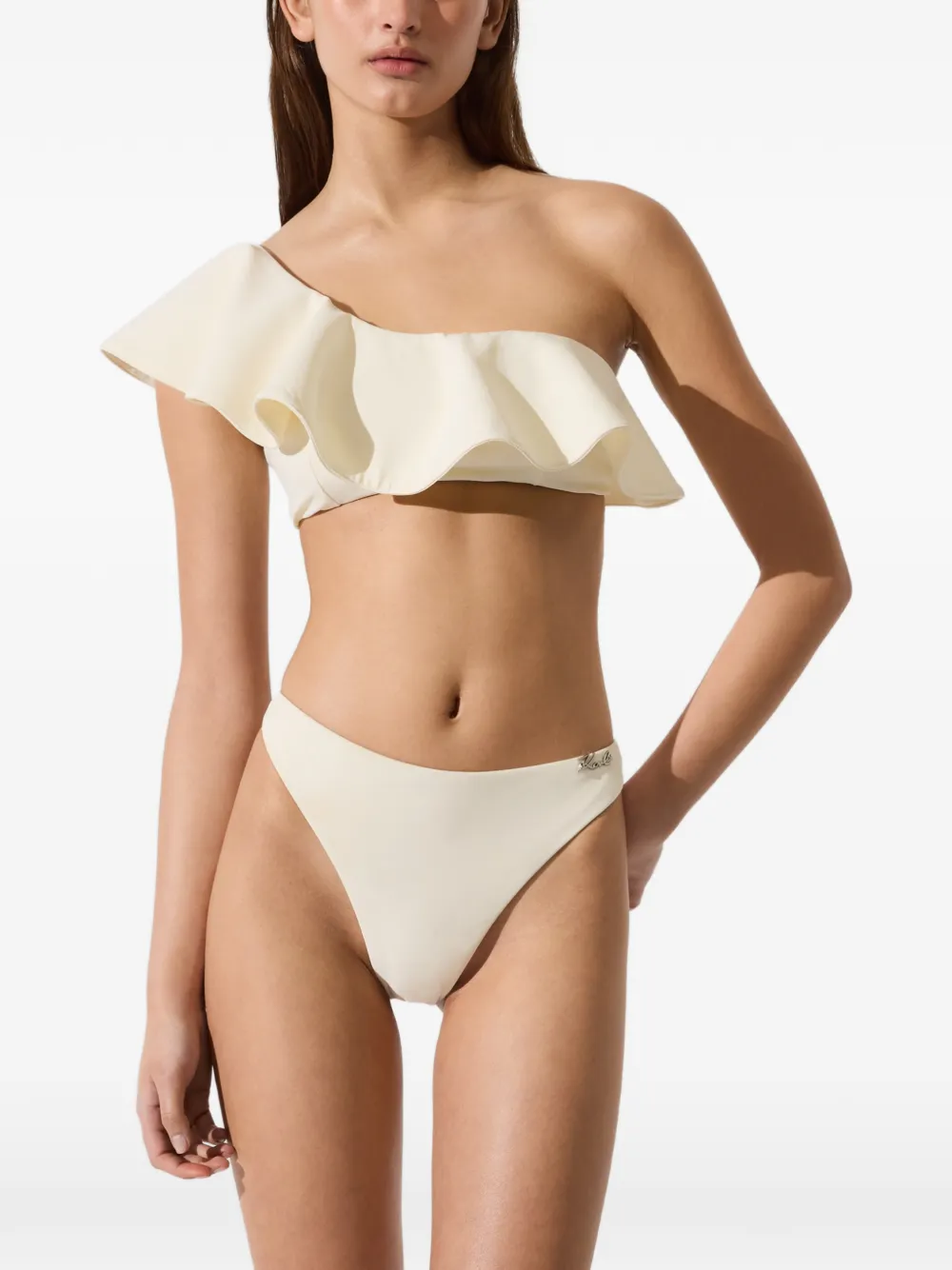 Karl Lagerfeld Asymmetrische bikinitop met ruches Wit