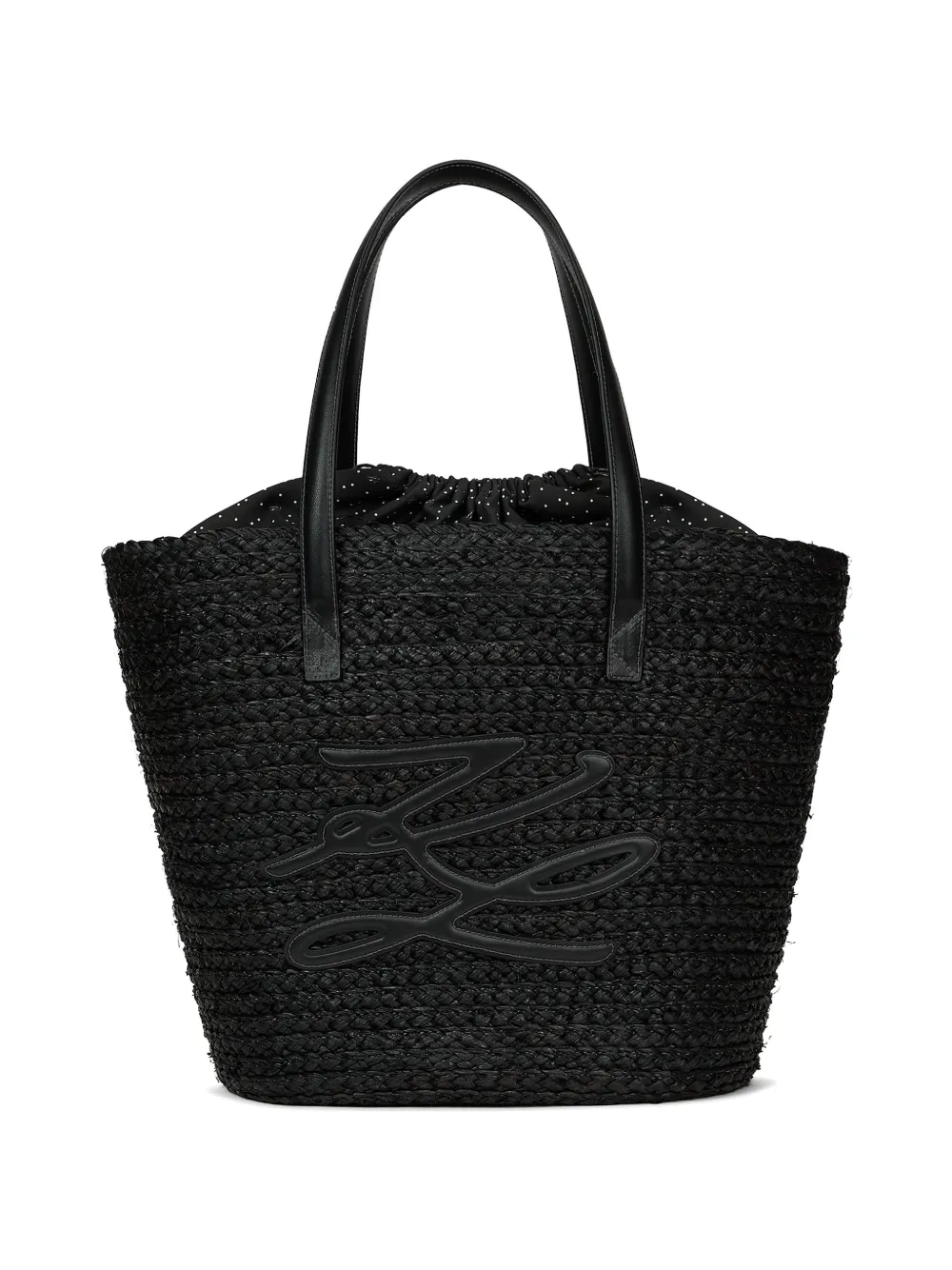 Karl Lagerfeld K/Autograph raffia beach bag - Schwarz