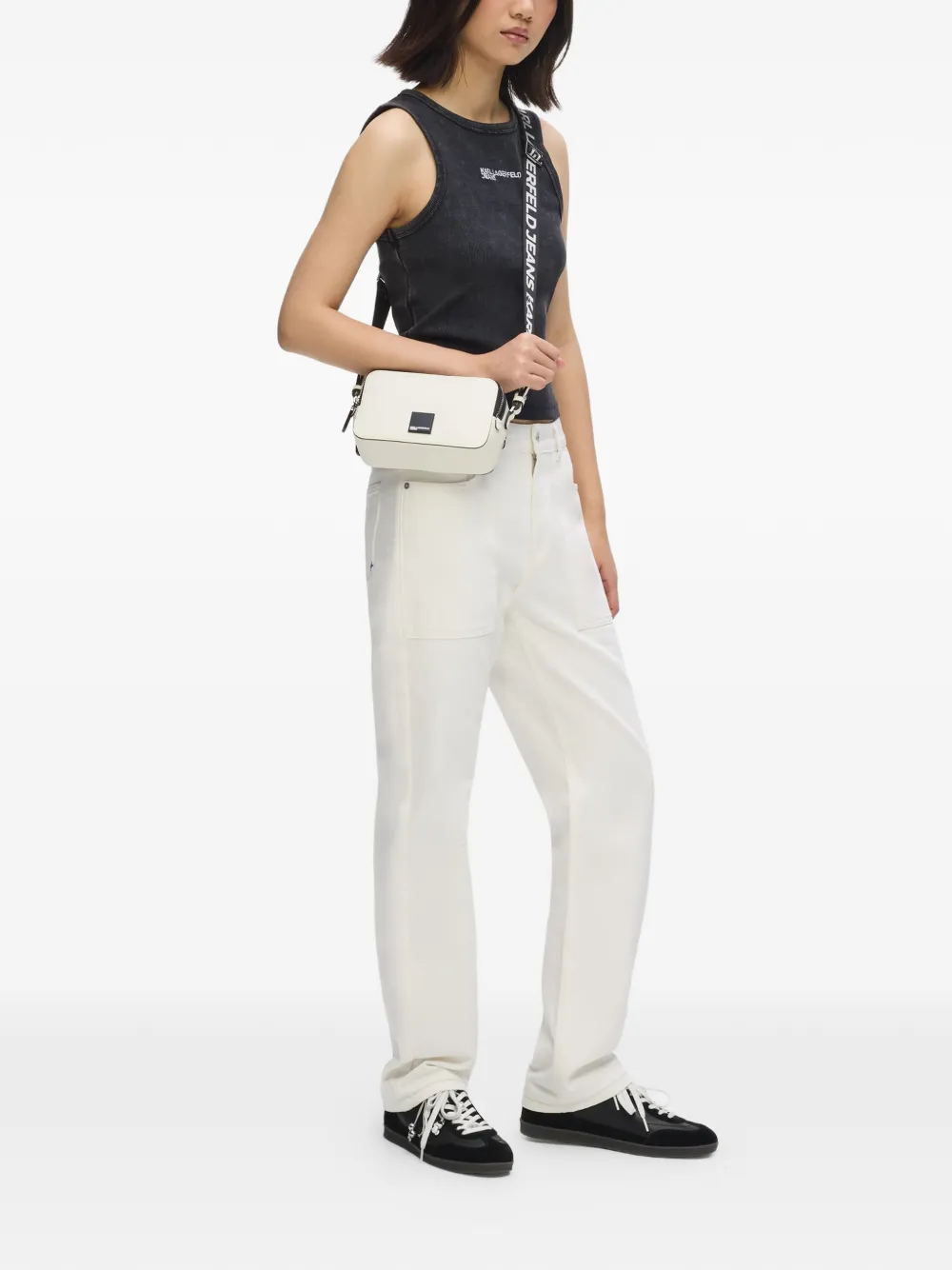 Karl Lagerfeld Jeans Cameratas met logoplakkaat Wit