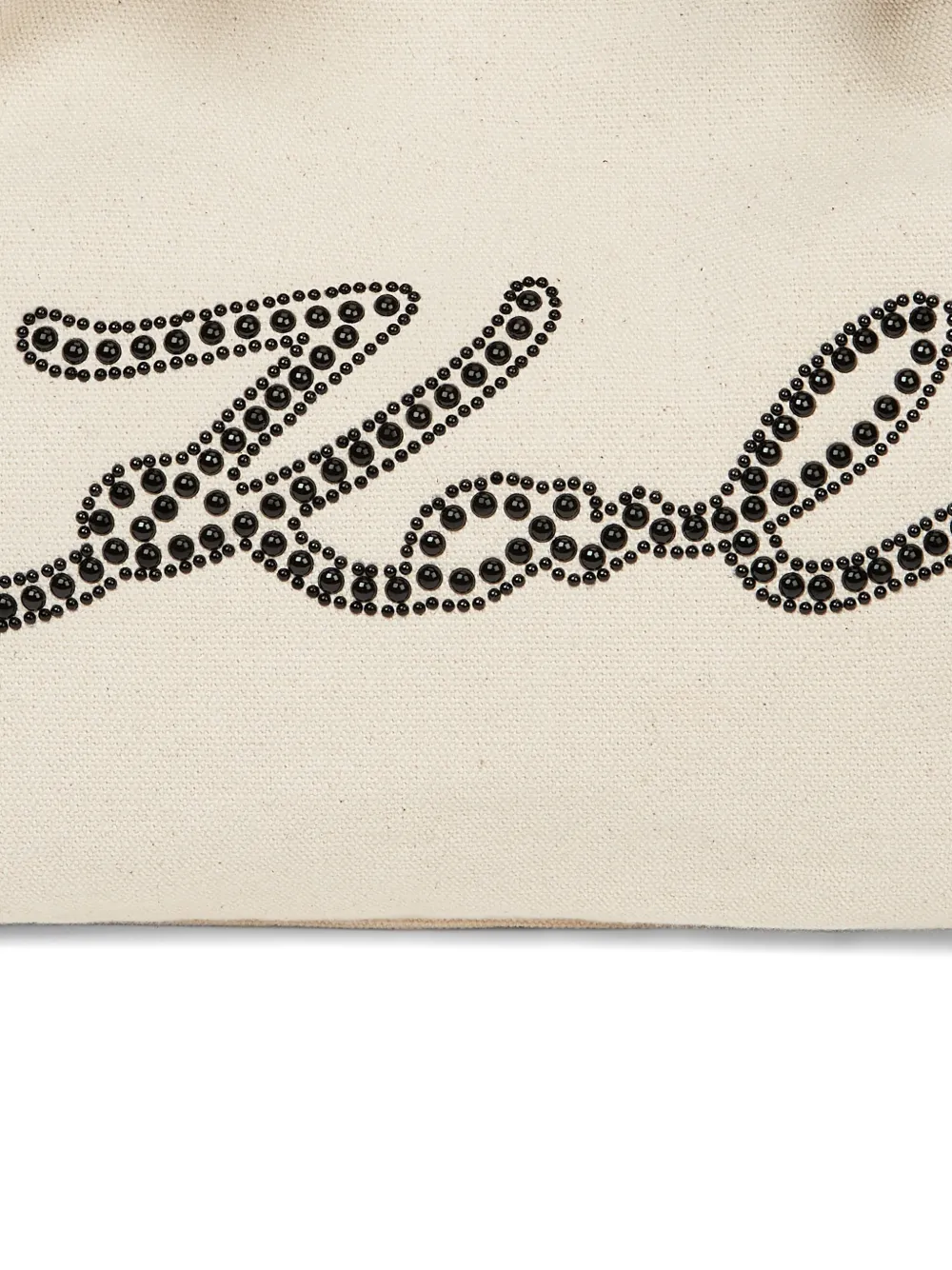 Karl Lagerfeld Signature shopper verfraaid met kralen en strik Beige
