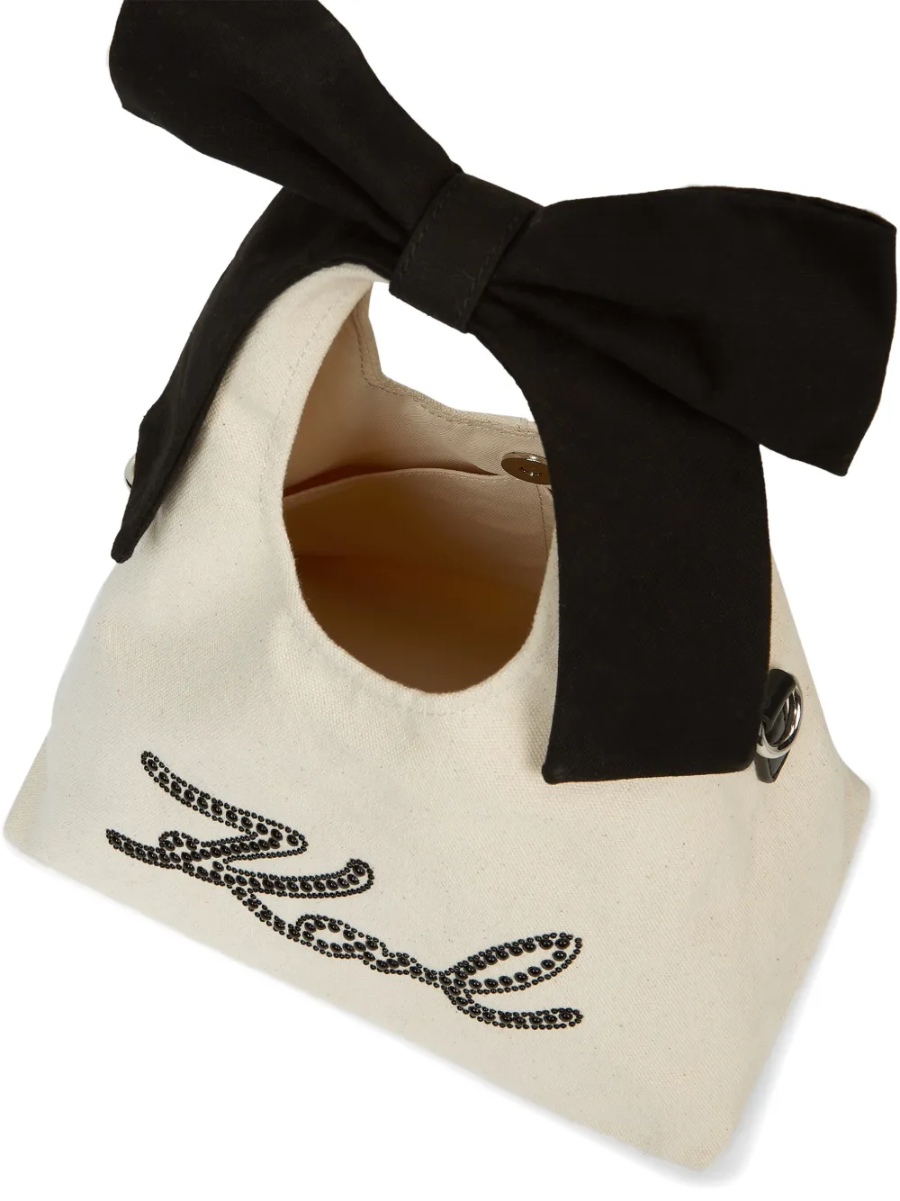 Karl Lagerfeld Signature shopper verfraaid met kralen en strik Beige