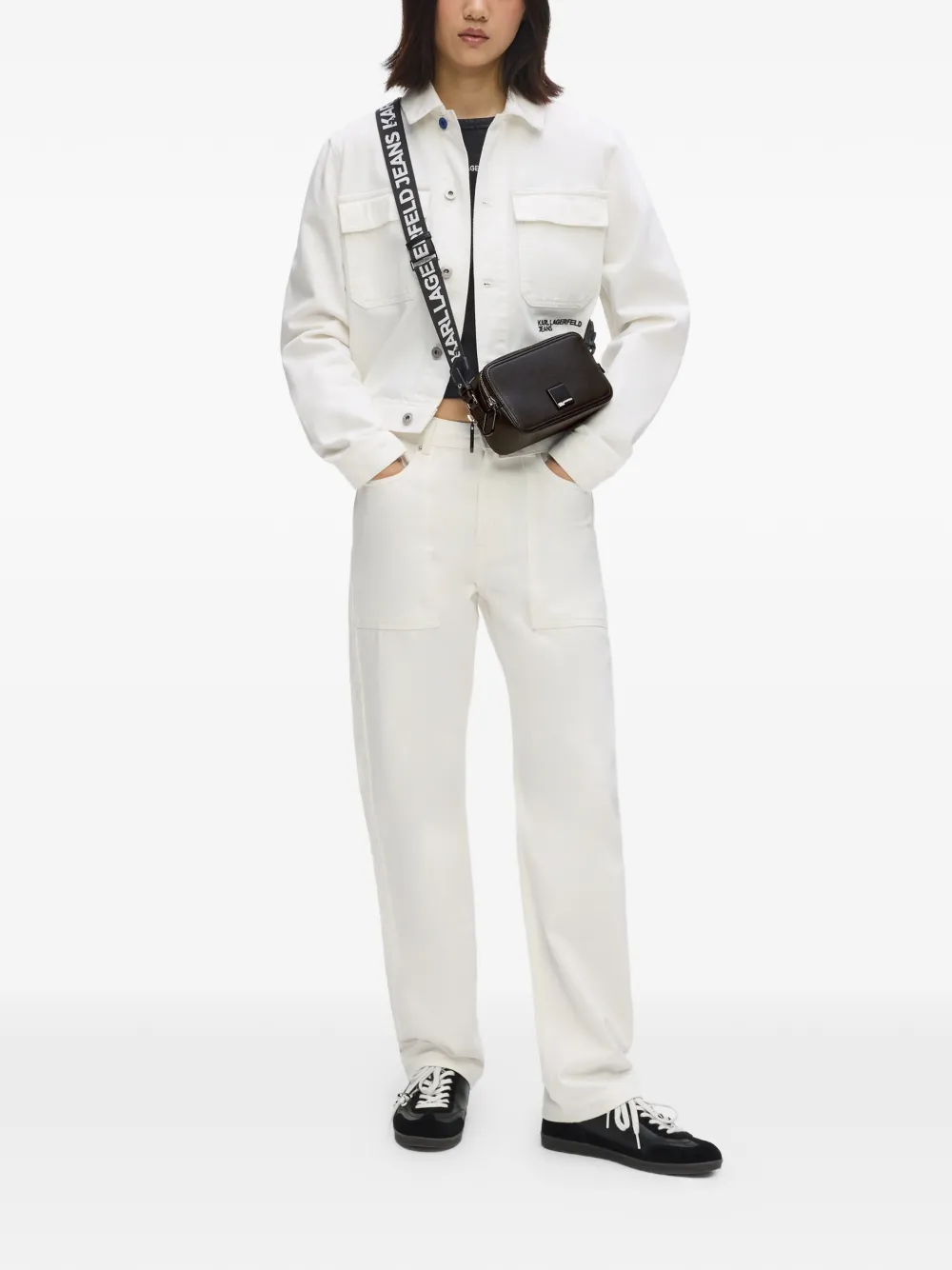 Karl Lagerfeld Jeans Cameratas met logoplakkaat Zwart