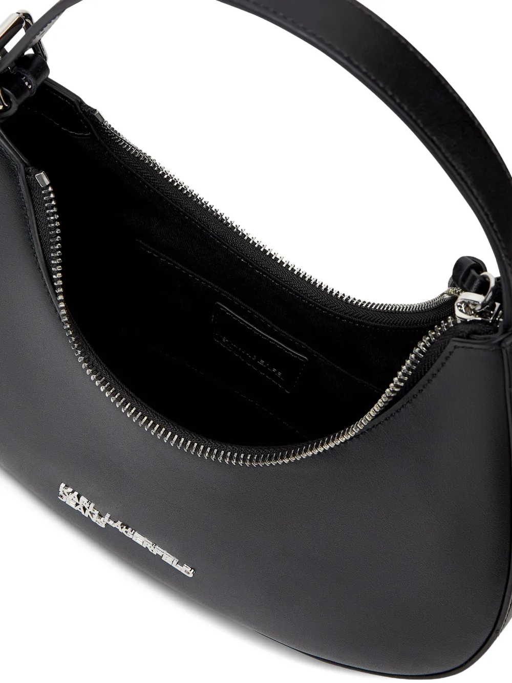 Karl Lagerfeld Jeans Crescent leren schoudertas Zwart