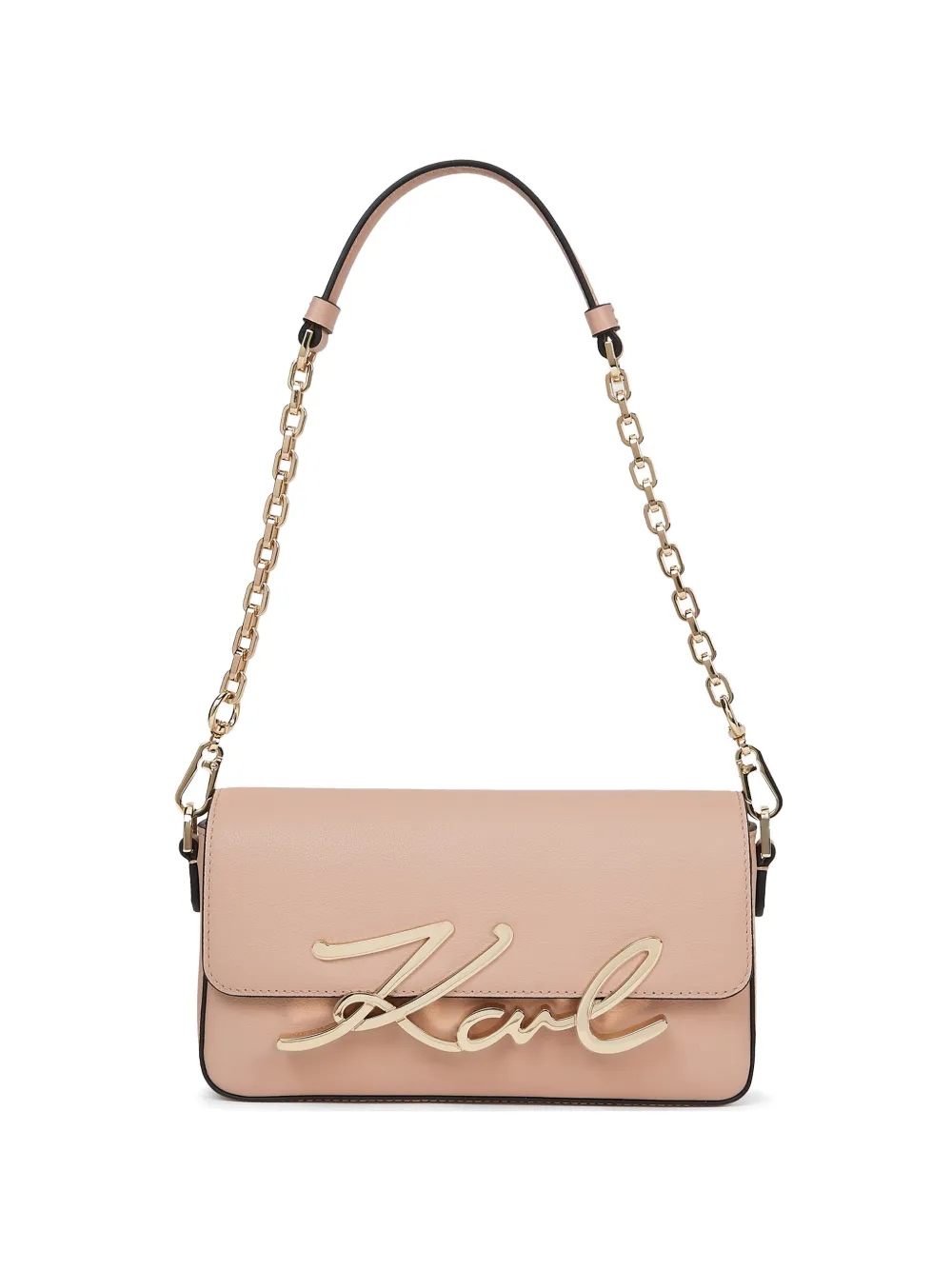 Karl Lagerfeld small K/Signature chain leather shoulder bag - Rosa