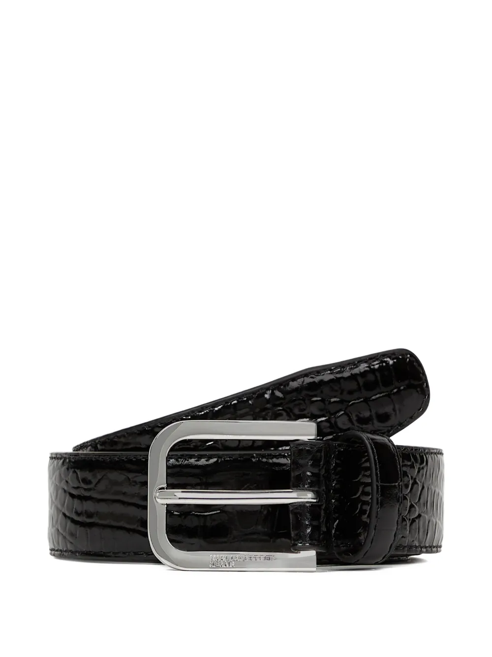 Karl Lagerfeld Jeans croc-effect leather belt - Nero