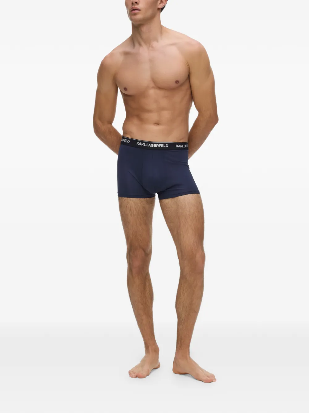 Karl Lagerfeld Drie boxershorts met logoband Blauw