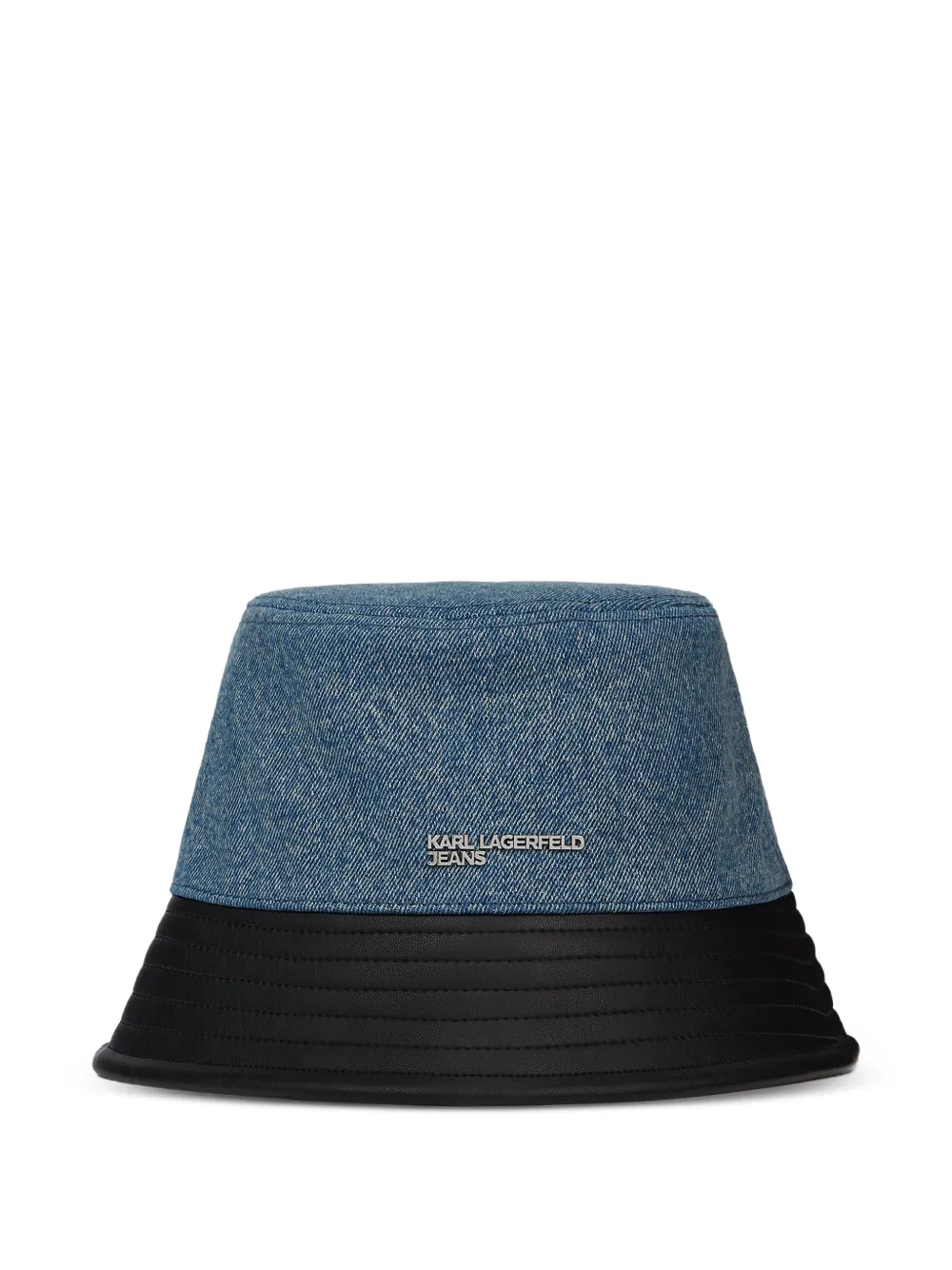 Karl Lagerfeld Jeans logo-plaque denim bucket hat - Blu