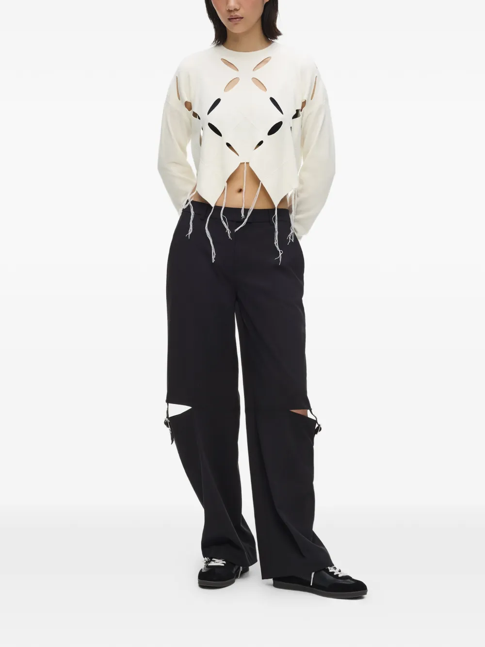 Karl Lagerfeld Jeans Trui met franje en uitgesneden details Beige