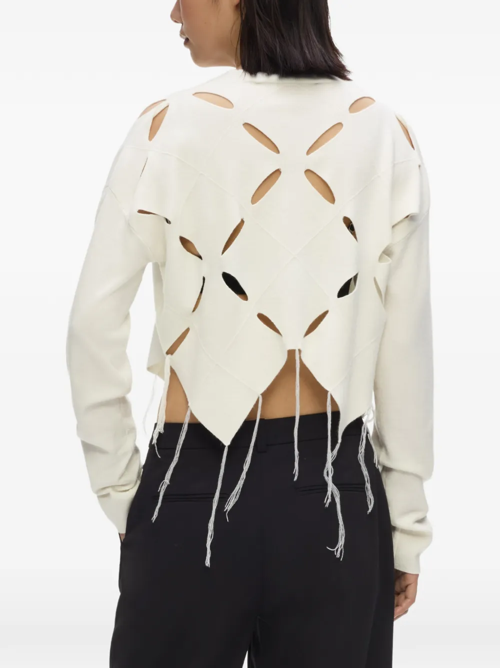 Karl Lagerfeld Jeans Trui met franje en uitgesneden details Beige