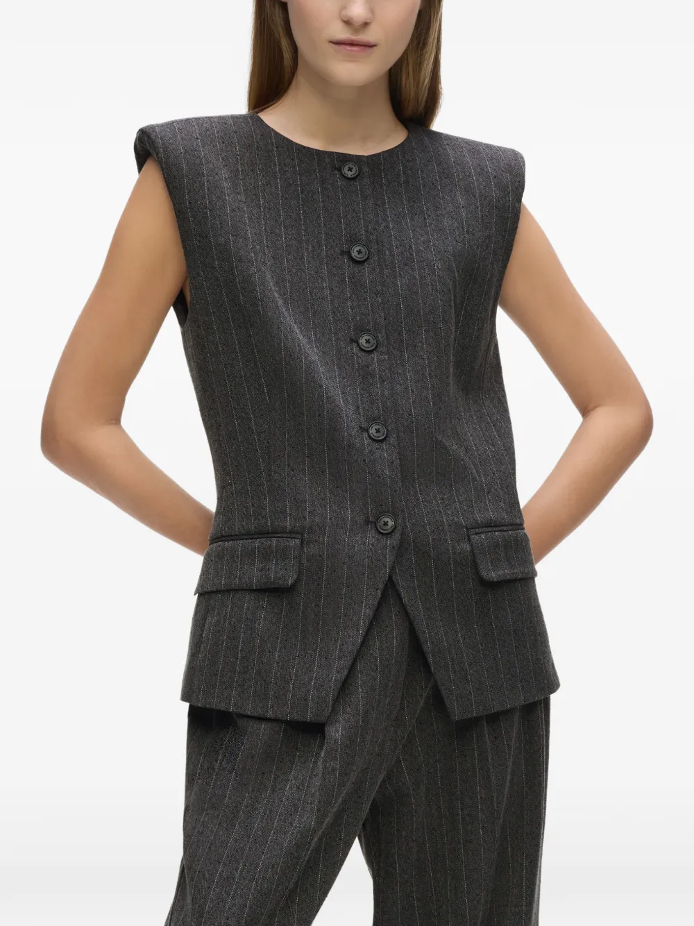 Karl Lagerfeld Gilet met krijtstreep Grijs